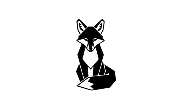 Geometric fox silhouette logo modern black white vector