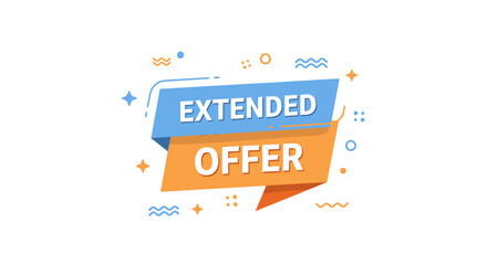 Extended Offer Promotion Ribbon Banner with Flat Memphis Design. © Hafiz