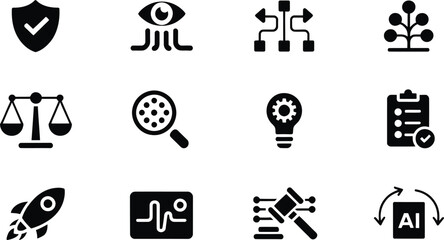 Fototapeta premium A collection of icons related to technology and business
