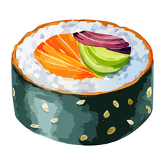 Delicious salmon and avocado sushi maki roll for authentic japanese dining experience and professional culinary art display Vector Illustration © powdesign