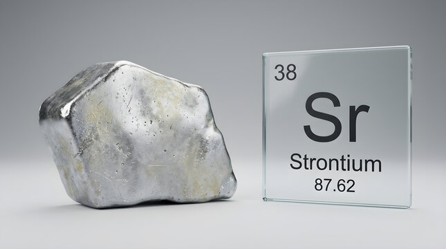 Depictive scientific visualization of the chemical element Strontium (Sr)