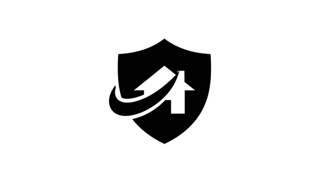 Shield with upward arrow logo symbol.