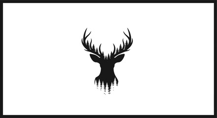 Fototapeta premium Deer head silhouette with antlers.