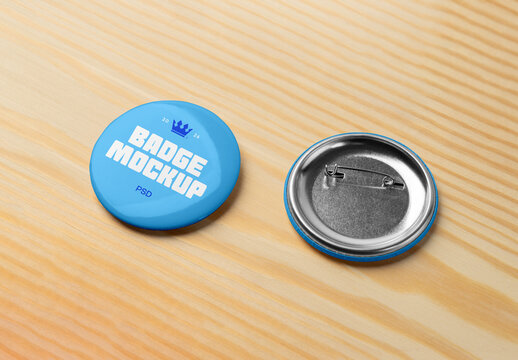 Circle Bagde on Wood Mockups