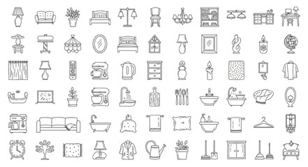 Obraz premium Collection of Hand-Drawn Icons Representing Various Concepts.