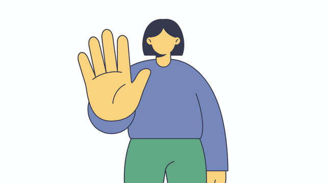Stop Sign Gesture: A person's hand is raised in a gesture, conveying a clear message of stop or halt. This simple yet powerful symbol speaks volumes.