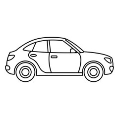 Obraz premium Black and white line of a sedan car side view