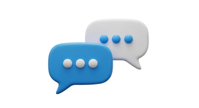 3d illustration of two speech bubbles with dots on transparent background