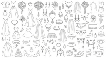 Obraz premium Collection of Hand-Drawn Jewelry and Accessories Sketches.