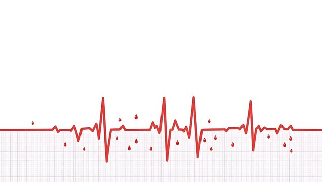 Empty Presentation Background with Heart Rate Pulse EKG Line, Abstract Medical Layout for Powerpoint Slide, Healthcare and Cardiology Concept, Clean Minimalist Backdrop for Hospital Data