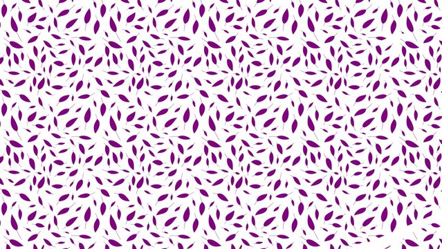 Seamless repeating pattern featuring small stylized purple oblong leaves scattered randomly