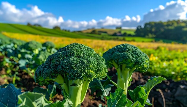 Broccoli Bounty - Fresh Harvest in a Verdant Field.