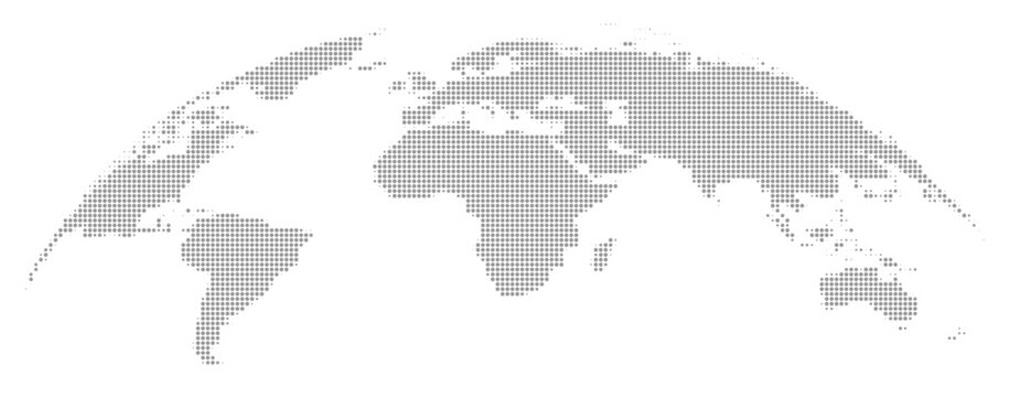 Minimalist grayscale world map vector illustration 