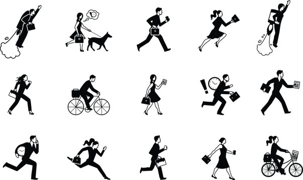 Silhouettes of busy professionals illustrating the fast-paced nature of modern corporate life.