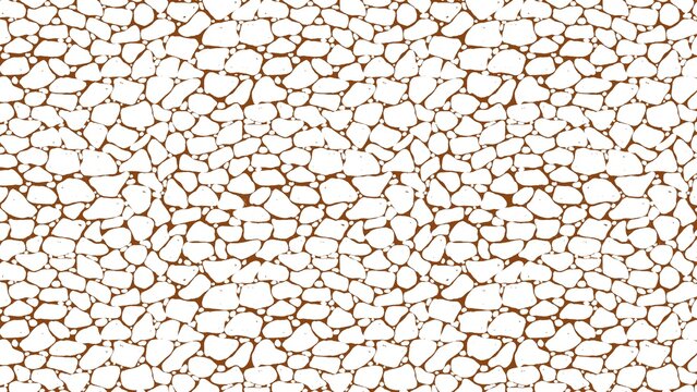 Stylized seamless abstract pattern featuring white irregular organic shapes and small brown speckles