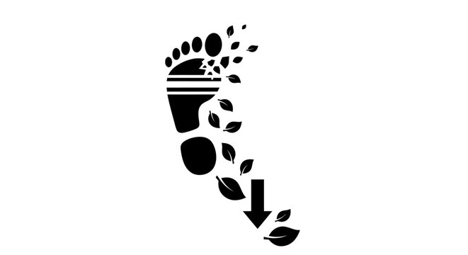 Footprint with leaves and arrow symbol.