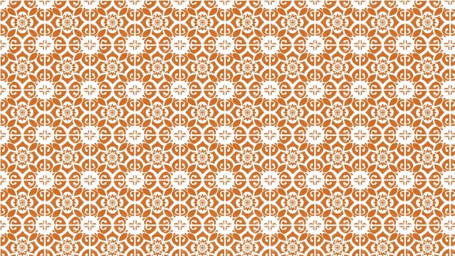 Artistic terracotta tile pattern featuring intricate floral and geometric Mediterranean design