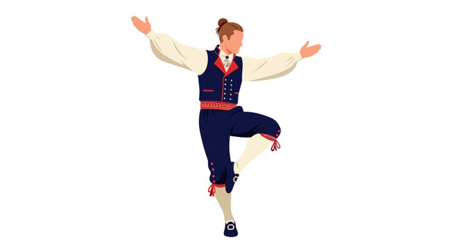Man in Traditional Norwegian Folk Costume Dancing