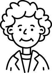 Obraz premium Hand Drawn Elderly Female Doctor Black and White Illustration in Minimal Line Art Style Design