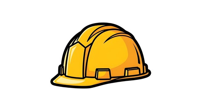 High-quality vector icon of a classic yellow safety helmet or hard hat used by engineers and construction workers. Symbolizing occupational safety, protection, and labor.