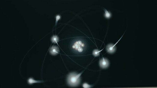 Animated 3D atom model with orbiting electrons