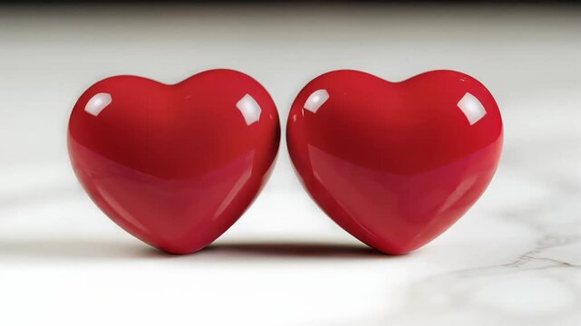 Two Red Hearts Symbolizing Love and Romance on a Clean Background.