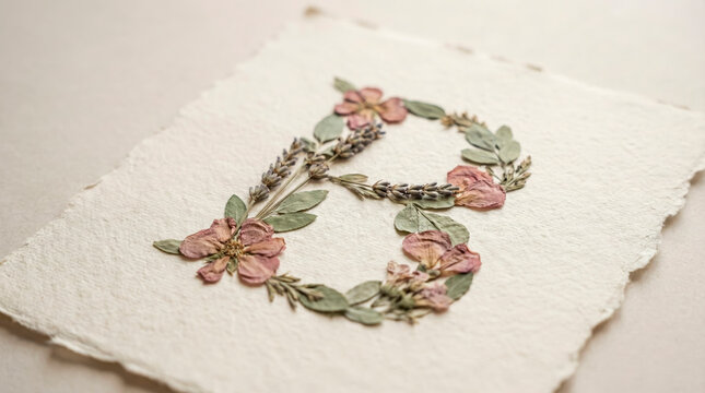 Dried botanical pressed flower letter B