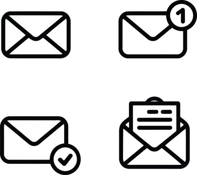 Email icons with different statuses