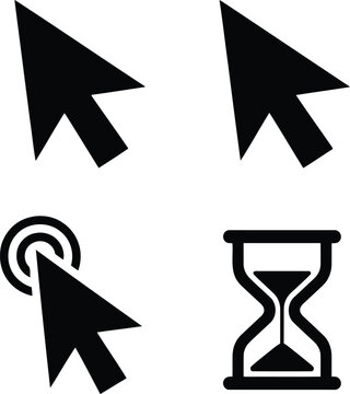 Computer cursor and hourglass icons