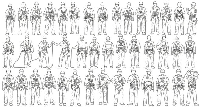 Collection of Military Soldiers in Uniform Standing in Rows.