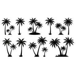 Obraz premium Tropical palm tree silhouettes collection for beach vacation and summer holiday design set