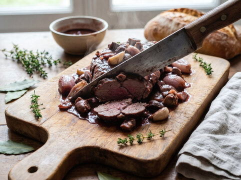 Salmis de Palombe Rustic Overhead Slice Artisan Wild Pigeon Dish