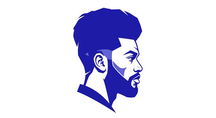 Stylized blue profile portrait of a modern man with beard © Bebek