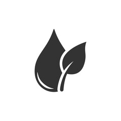 Fototapeta premium Water drop and leaf icon symbolizing nature conservation and sustainability