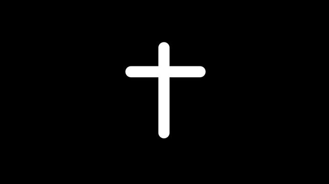 Self drawing line animation Christian cross religion concept, Continuous editable drawing. One line christianity, orthodox cross. Animation on black background 4K.