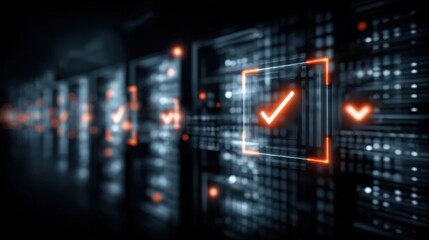 Obraz premium High tech servers run a system update to boost software performance through innovative technology, ensuring a major improvement in global security.