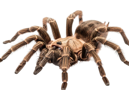 A brown spider with eight legs and a large abdomen