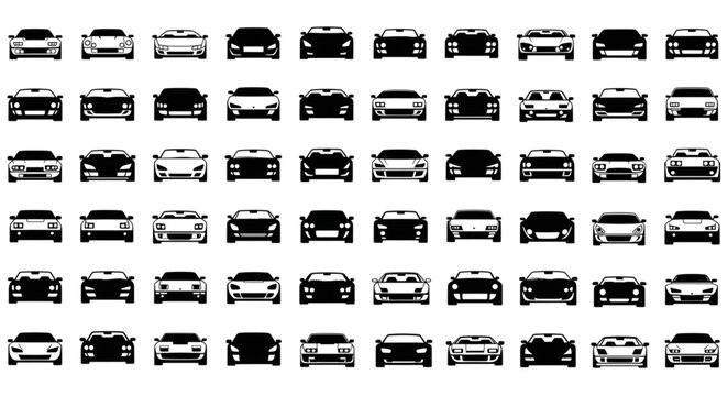 Collection of Silhouetted Sports Cars and Sedans.