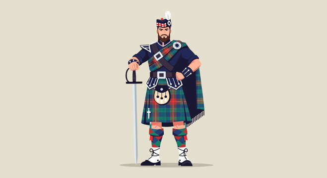 Scottish Highlander Warrior with Sword