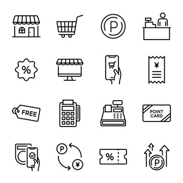 Simple Icon Set for Shopping, Stores and Payment