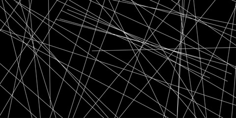 Naklejka premium Creative Abstract Seamless Pattern with Random white Geometric Lines. abstract Illustration. luxurious white line on black background. Minimal lines pattern background for retro and graphic effects.