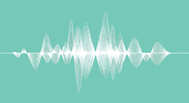 Abstract sound wave on a teal background