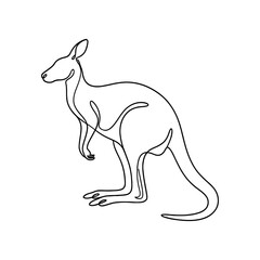 Fototapeta premium Simple continuous line drawing of a kangaroo