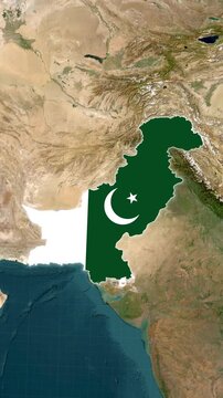 Pakistan Map With Flag Loop Animation In Vertical