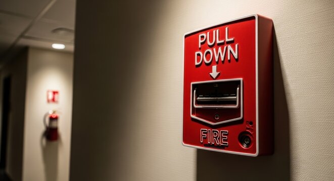 Vibrant Red Fire Alarm Pull Station 1