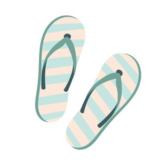 Pair of striped flip flops in soft pastel colors. Vector summer footwear illustration with clean minimal style for beach vacation design, travel themes, seasonal ads, prints and lifestyle content © Катерина Фирсова