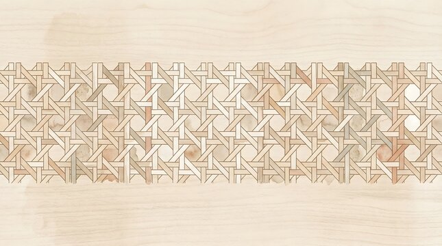 A beautifully crafted seamless rattan cane webbing pattern with a natural woven texture.
