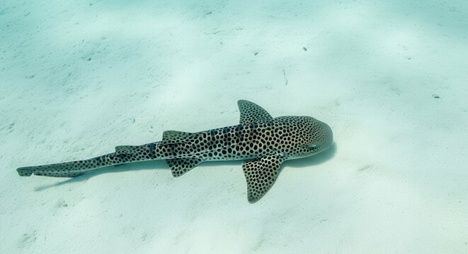 Leopard Shark Gliding Gracefully Over Sandy Seabed in Clear Tropical Waters