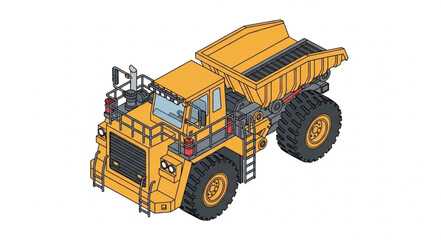Isometric Illustration of a Yellow Mining Dump Truck. © Putra
