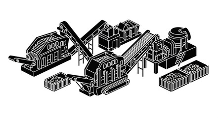 Fototapeta premium Isometric Illustration of a Mining and Quarrying Plant.
